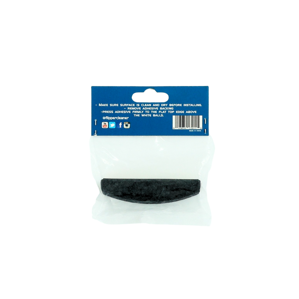 Back of flotation device for flipper cleaner in a clear package with a blue label on a white background