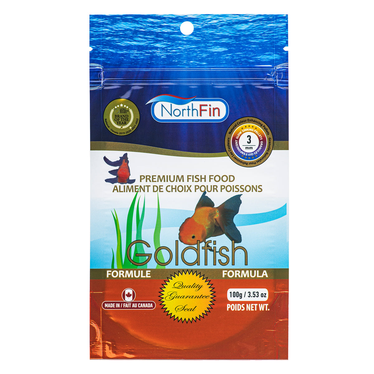 NorthFin Goldfish food package on a white background